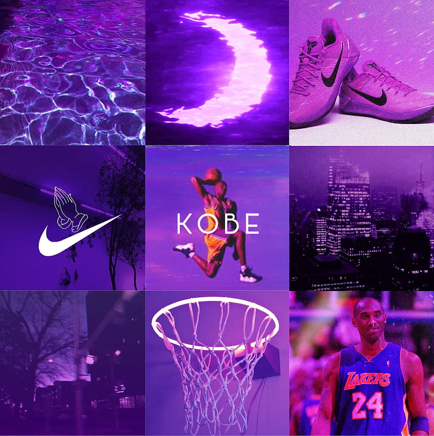 toedit kobe glow neon noise by @, purple aesthetic basketball HD phone wallpaper