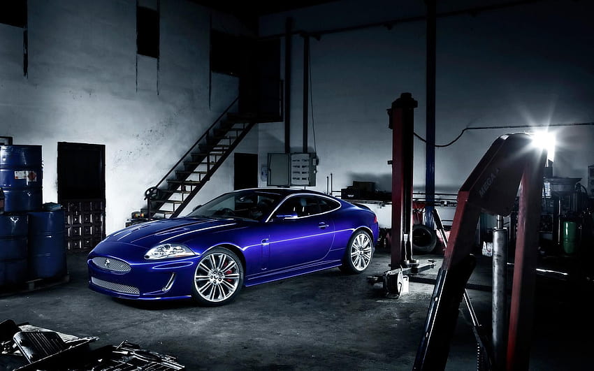 Jaguar Car Vehicle Blue Workshop Garage Tuned Divine HD wallpaper