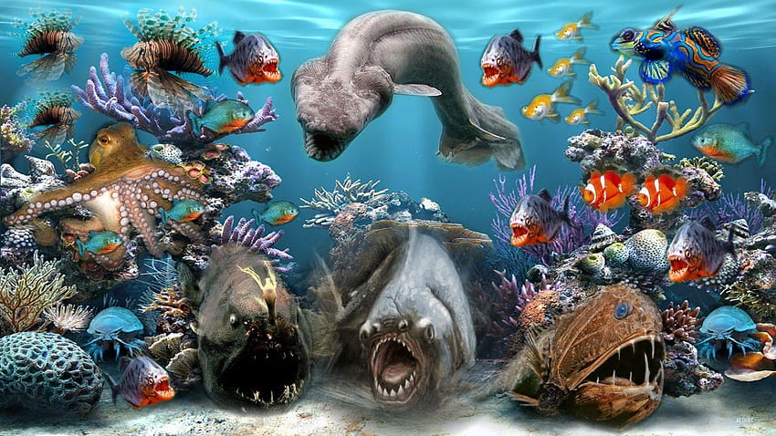 ここで海の生き物ができます。 海の生き物、海の動物 高画質の壁紙