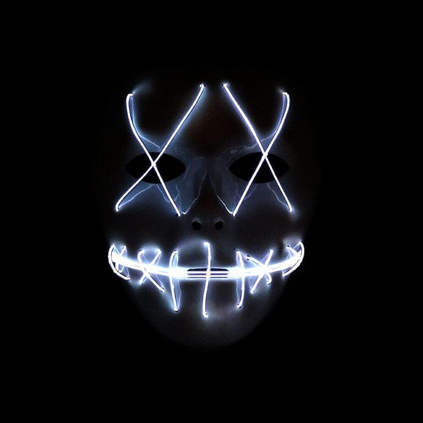 Kostum Halloween LED Masker Pembersihan Film EL Wire DJ Pesta Festival Masker Baru Cosplay Perlengkapan Kostum Menyala Dalam Gelap Tengkorak Masker pembersihan LED Masker wallpaper ponsel HD
