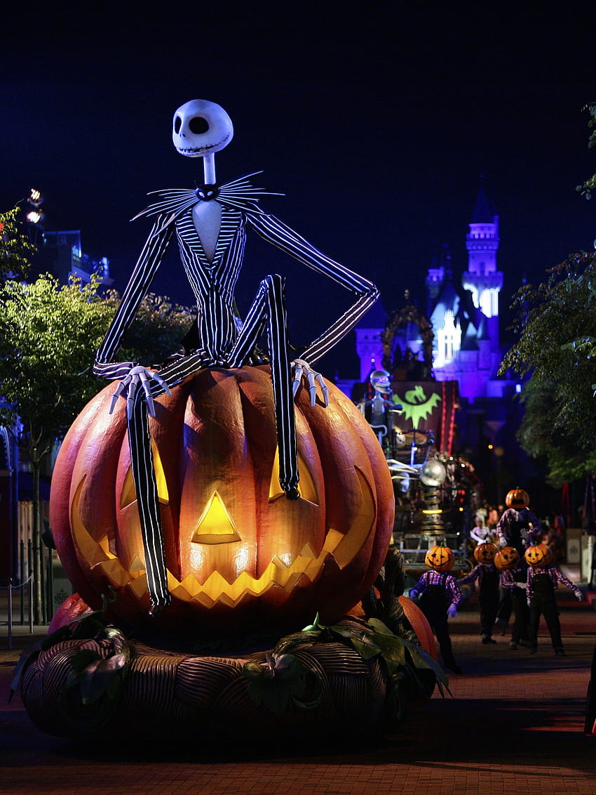 Disney Halloween, Süßes oder Saures, Kürbislaterne, Kürbis, Calabaza, Nacht, Halloween-Disney-Ästhetik HD-Handy-Hintergrundbild