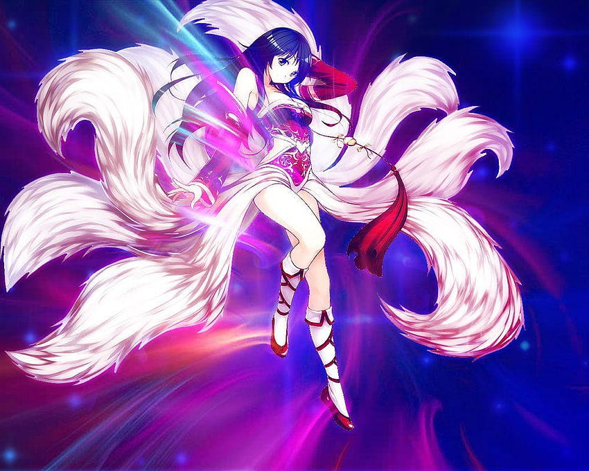 Awesome Anime Girl Nine Tailed Fox 1920x1080, anime fox HD wallpaper