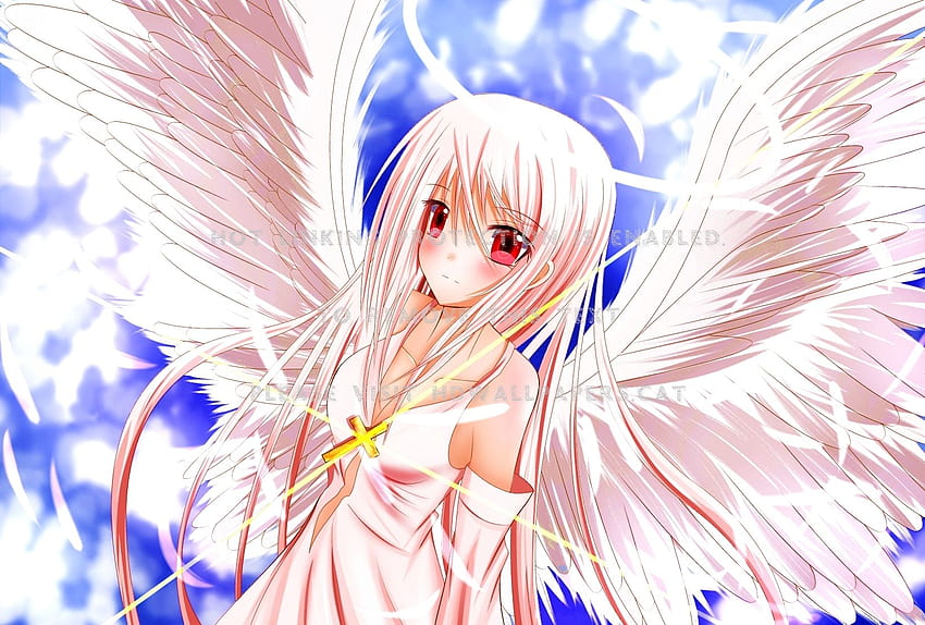 Angel Girl Wings Cute Cross Anime, cute angel anime girl HD wallpaper