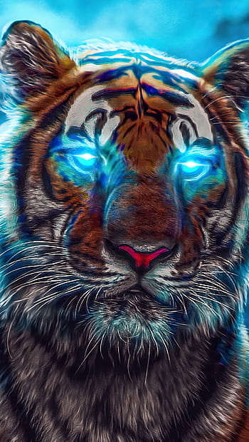 Tiger with blue glowing eyes Ultra HD wallpaper | Pxfuel