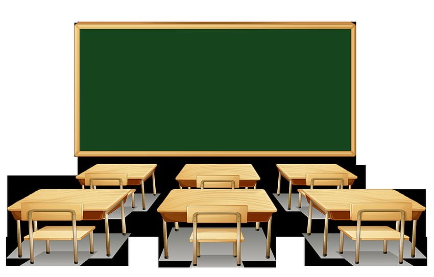 Classroom with Green Board and Desks PNG Clipart ​ HD wallpaper