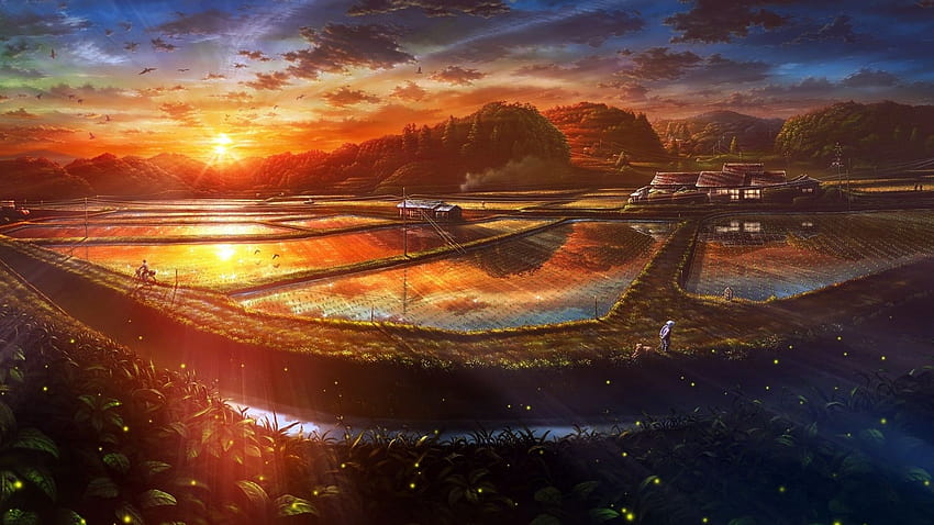 Fantastic Anime Scenery, anime landscape raining HD wallpaper