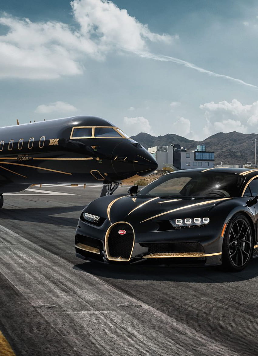Bugatti Chiron e jet privati, aerei, bugatti iphone Sfondo del telefono HD