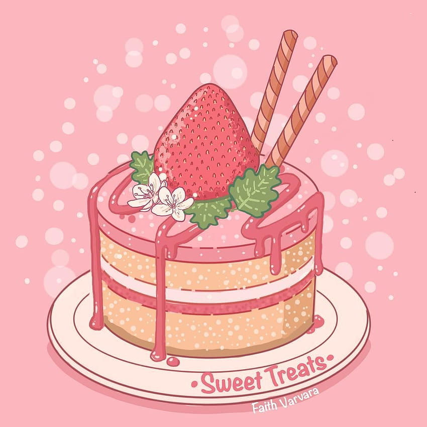 Drawing some strawberry sweet treats ...pinterest.cl, kawaii cake HD phone wallpaper