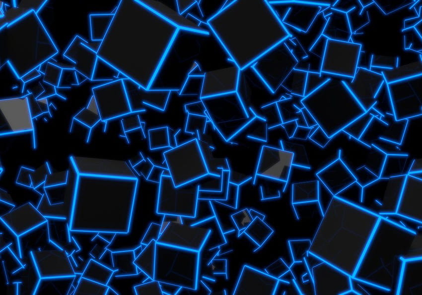3D BLUE NEON CUBES Woven Self, 네온 roblox HD 월페이퍼