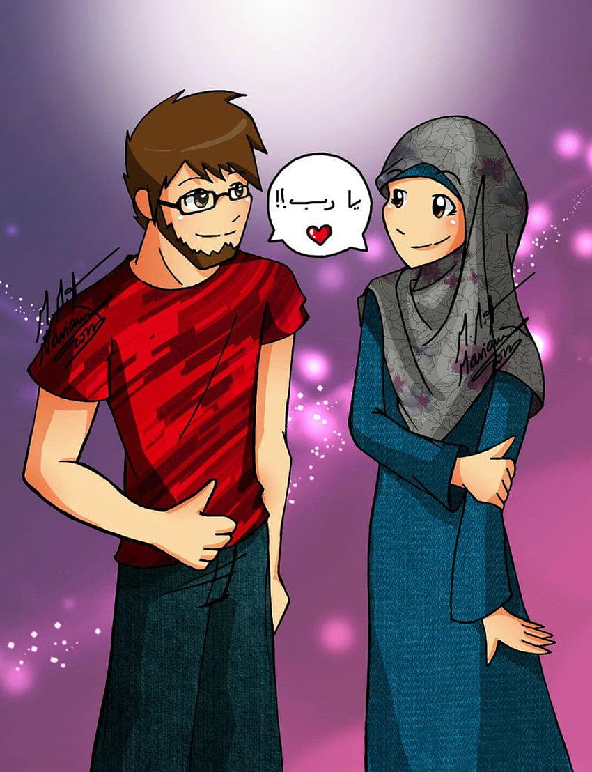 Cartoni animati coppia islamica, coppia musulmana Sfondo del telefono HD