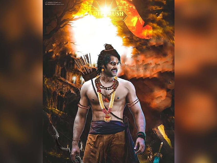 Плакат за първи поглед на Прабхас като лорд Рам: Адипуруш HD тапет