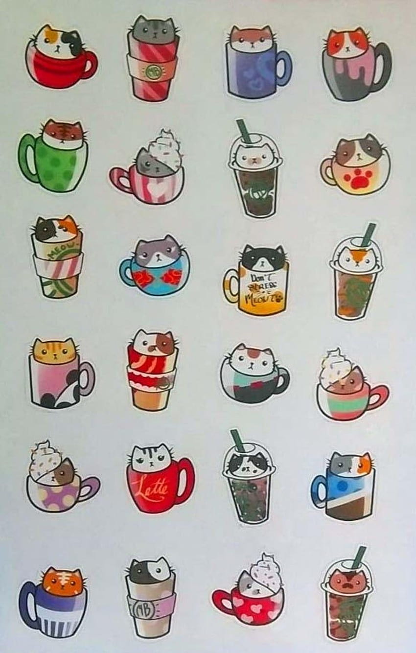 Coffee Cat Planner Stickers! Cat, catpuccino HD phone wallpaper