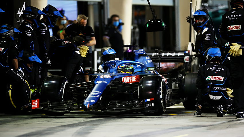 La Formula 1 di Fernando Alonso è stata ostacolata da un rapper sandwich nel GP del Bahrain, fernando alonso alpine 2021 Sfondo HD