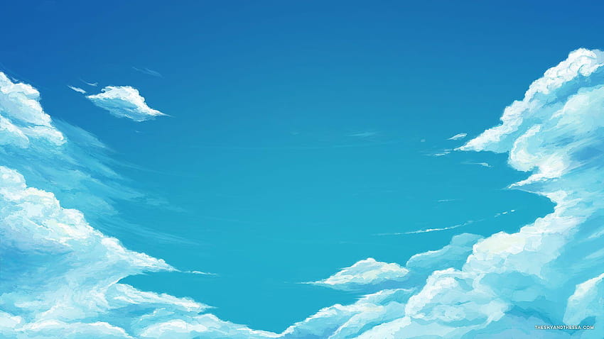 Cartoon Clouds 46932, céu azul com nuvens papel de parede HD