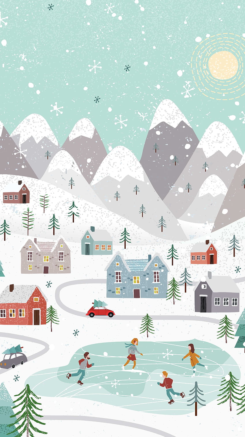 Winter-Illustration, iPhone-Illustration HD-Handy-Hintergrundbild