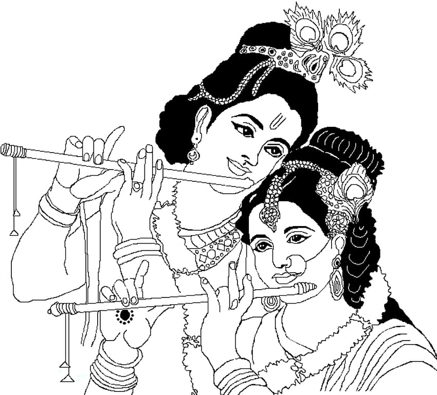 Lord Radha Krishna Coloring Drawing, クリシュナの描画 高画質の壁紙