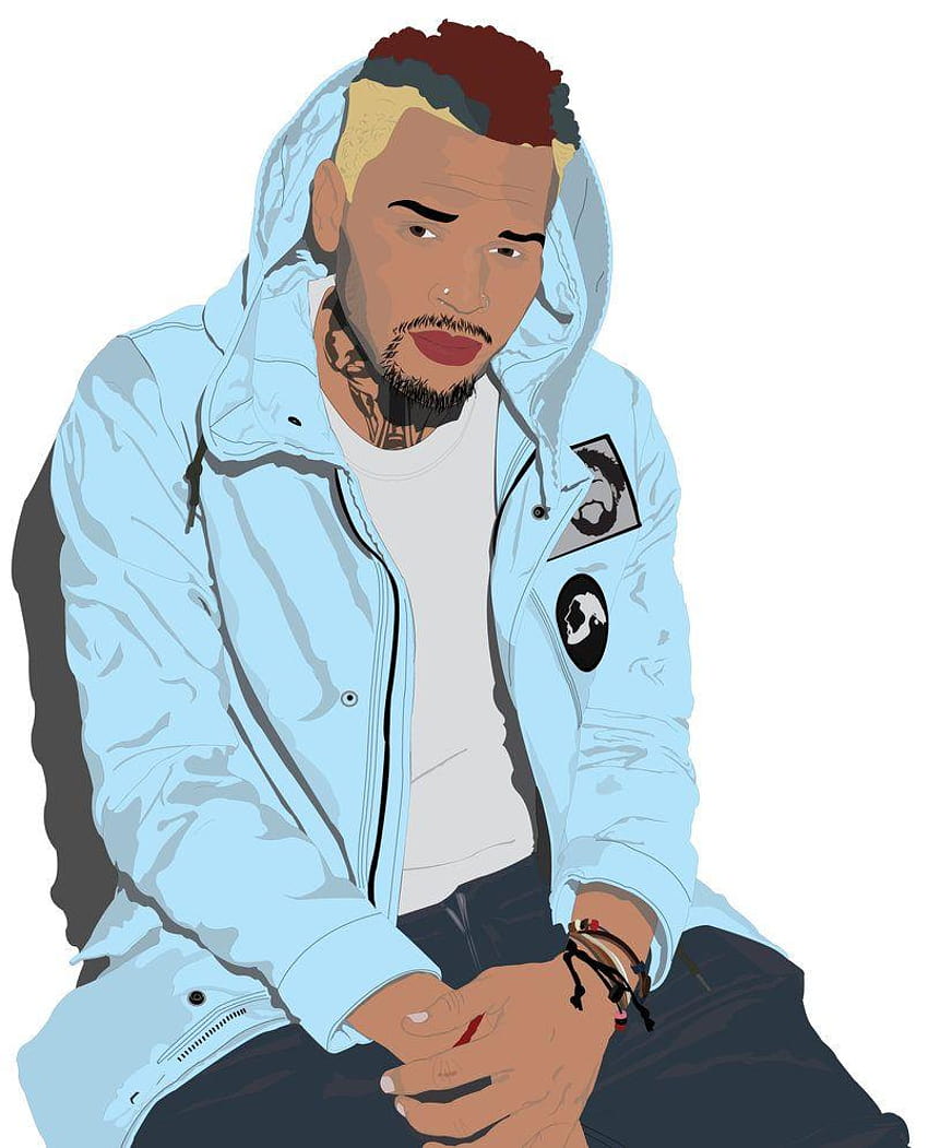 Retrato de Chris Brown por NinjaGKTA, Chris Brown animado fondo de pantalla del teléfono