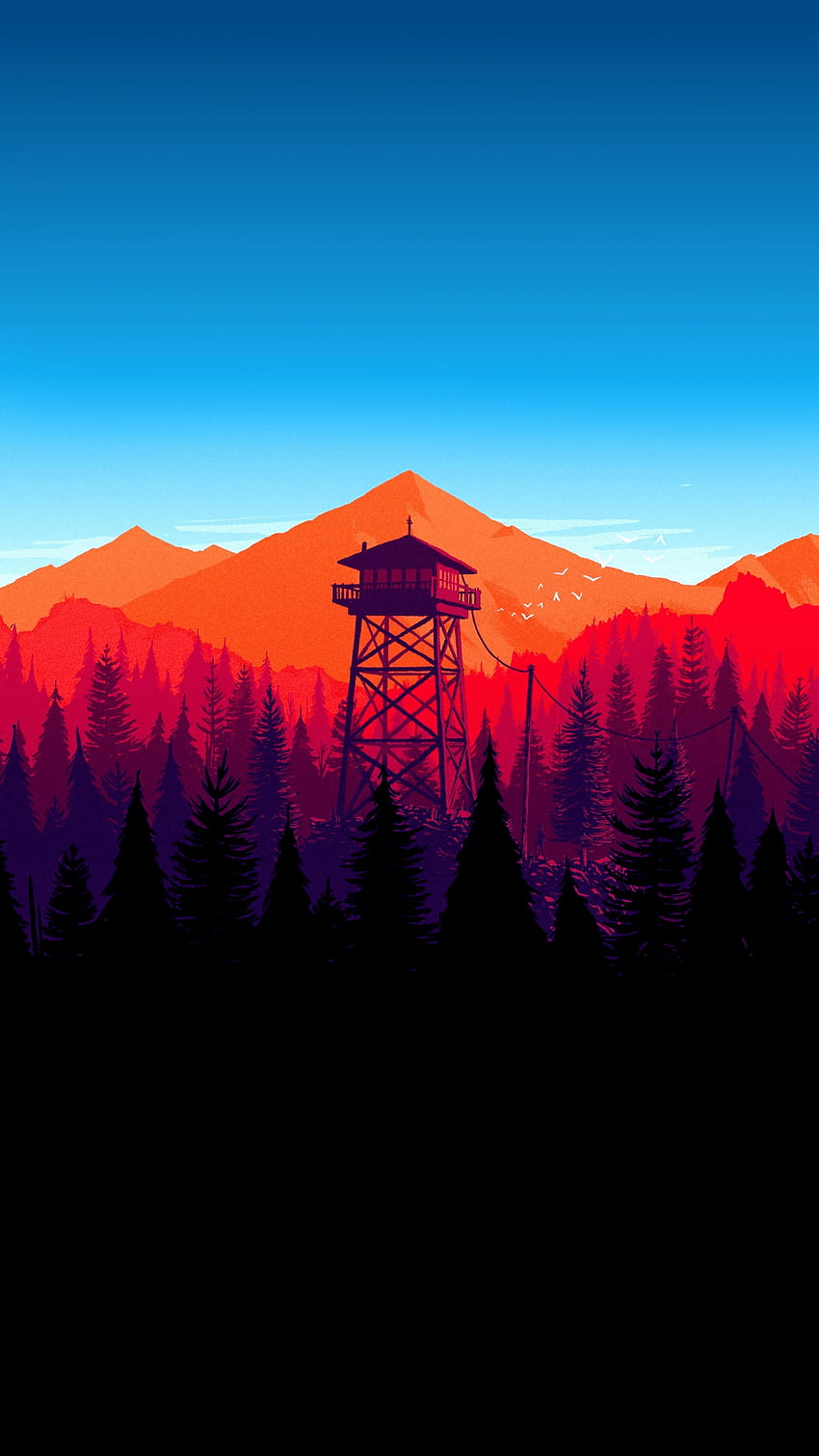 Firewatch Tower With Blue Skies, minimalistyczny telefon Tapeta na telefon HD