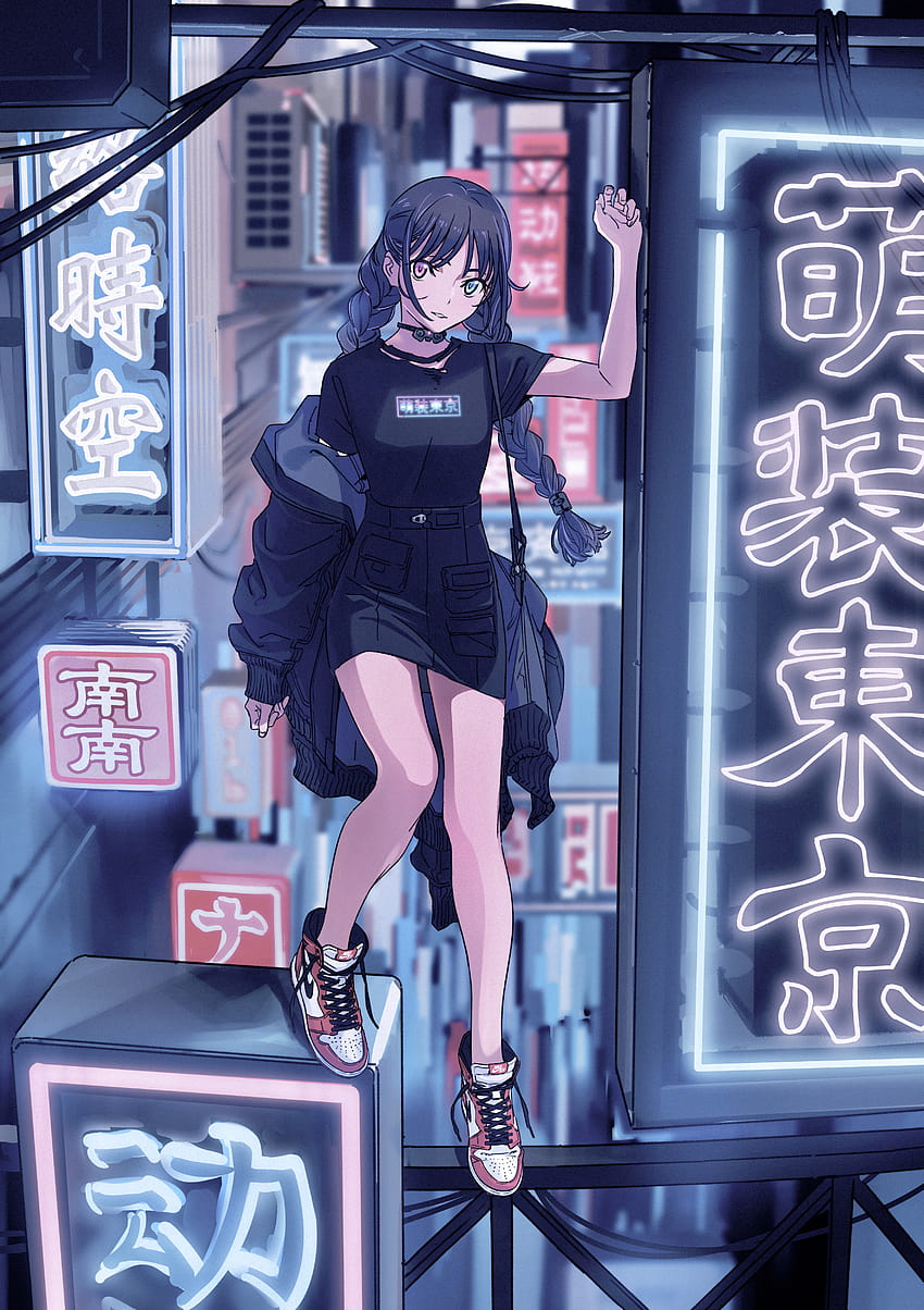 Anime Anime Girls Digitale Kunst Kunstwerk 2D Portrait Display Vertikale Heterochromie, cooler Anime Nike HD-Handy-Hintergrundbild