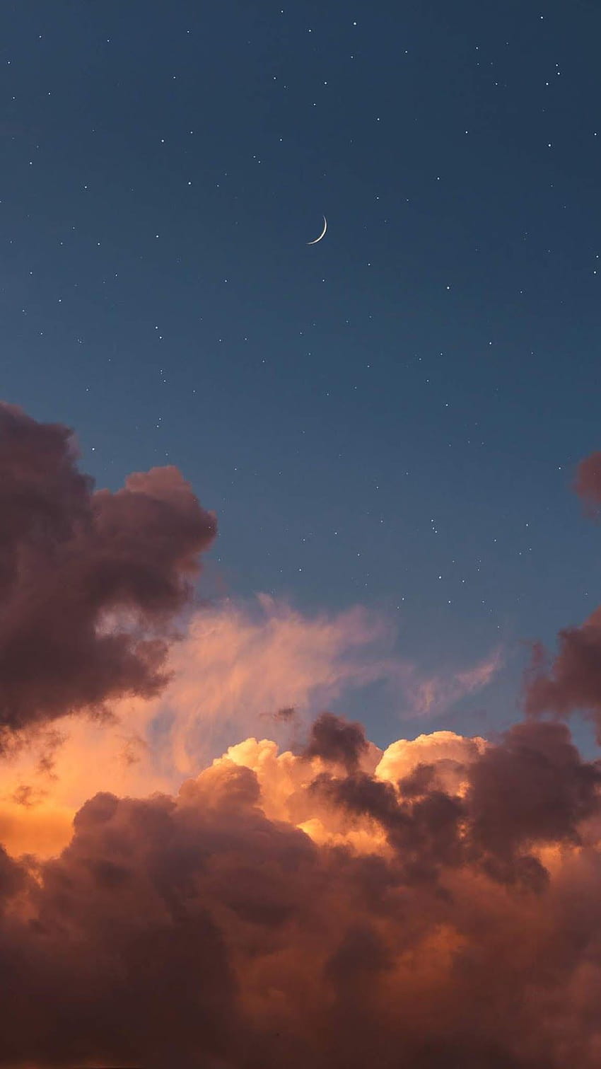 Półksiężyc na nocnym niebie, estetyka telefonu u Tapeta na telefon HD