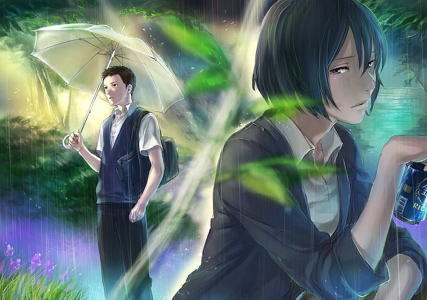 : anime, The Garden of Words, Makoto Shinkai, Yukino Yukari, Akizuki Takao, screenshot, computer 1600x1126 HD wallpaper