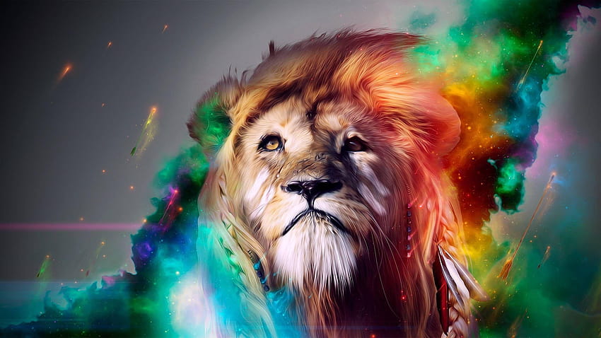 Lion multicolore, zoo gays Fond d'écran HD