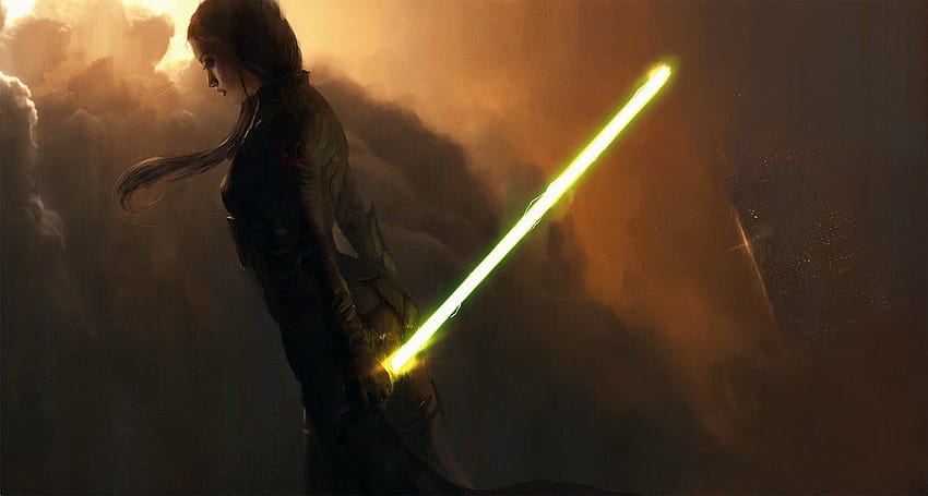 Żółty miecz świetlny, strażnik świątyni Jedi Tapeta HD