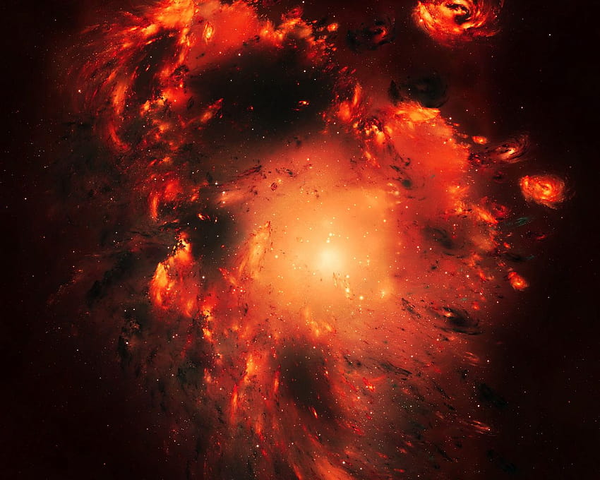 1280x1024 galaxy, space, shine, stars, cluster, orange standard 5:4 backgrounds, orange galaxy HD wallpaper