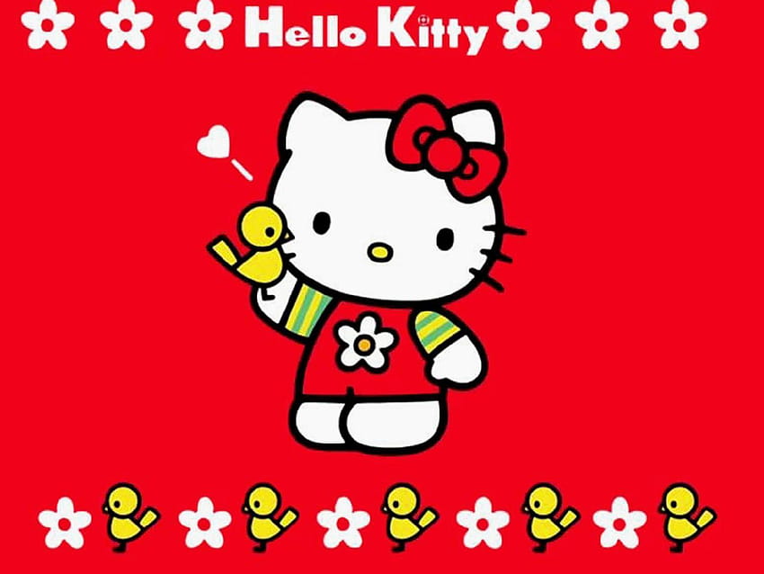 dla Hello Kitty Merah Lucu, różowy lucu Tapeta HD