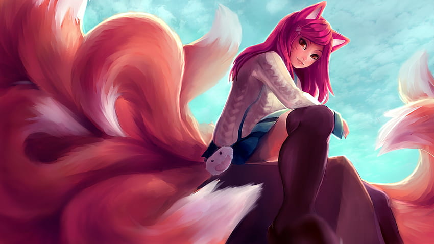 Nine Tails, pretty, kitsune, neko, tails, bonito, sweet, nice, anime,  yukata, HD wallpaper | Peakpx