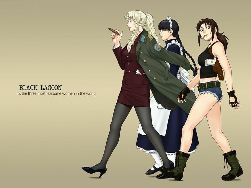 [12219 Anime Girls Black Lagoon Roberta Revy Bałałajka Proste tła Palenie Anime Tapeta HD