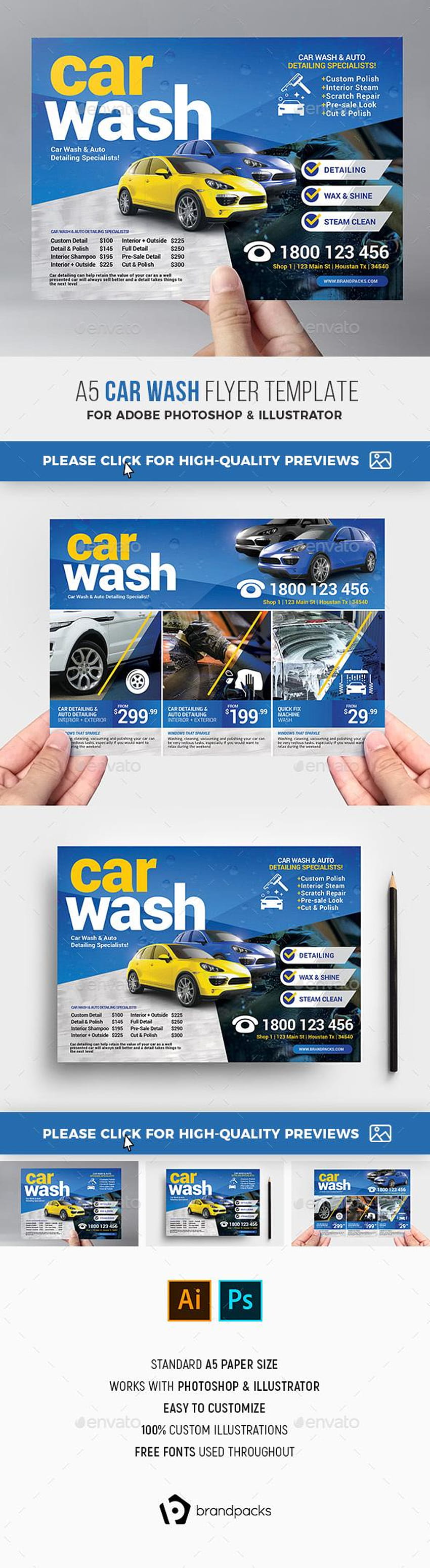 Gráficos, diseños y plantillas de volantes de lavado de autos de GraphicRiver, de volante de lavado de autos fondo de pantalla del teléfono