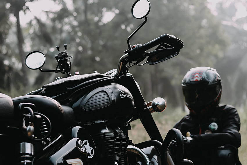 Man in Black Helmet Looking at the Motorcycle · Stock, bullet rider HD wallpaper