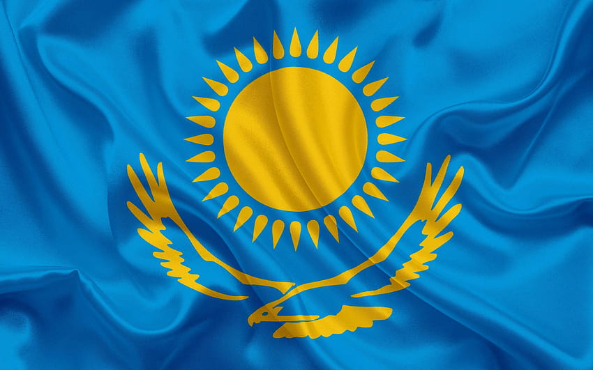 Kazakh flag, Kazakhstan, Asia, flag of HD wallpaper