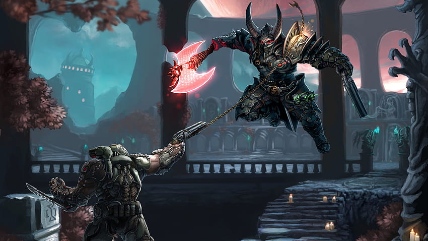 Doom Eternal Doomguy vs. Marauder, androide doom eternal papel de parede HD