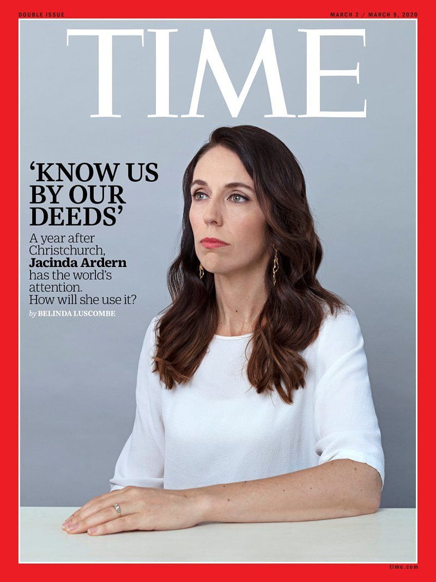 A primeira-ministra Jacinda Ardern na capa da revista Time para marcar o ano desde o ataque de Christchurch, citações de Jacinda Ardern Papel de parede de celular HD