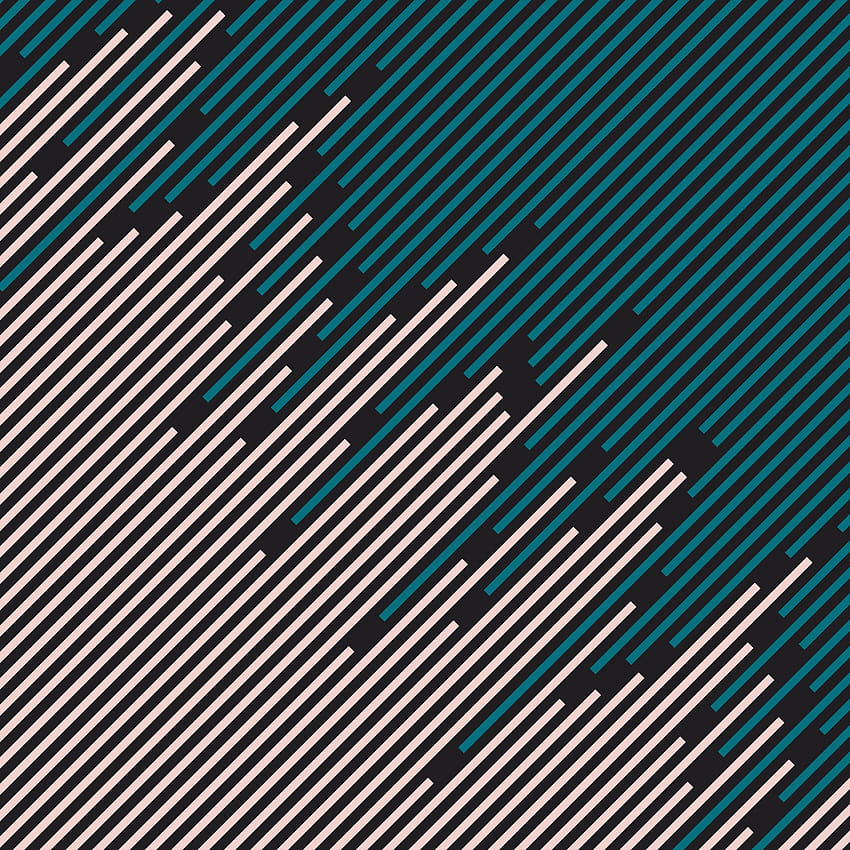 抽象的な斜めの縞模様の線は、黒の背景とテクスチャーのミニマルなデザインに濃い青とピンクをパターン化し、斜めの線は抽象芸術 HD電話の壁紙