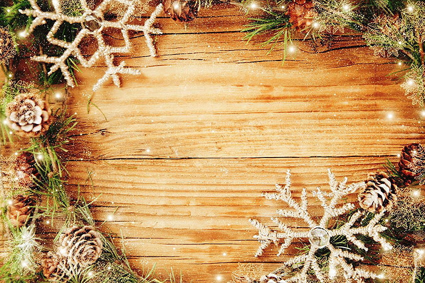 Fiocchi di neve di Natale Lucine Cono di conifere Vacanze, pino natalizio Sfondo HD