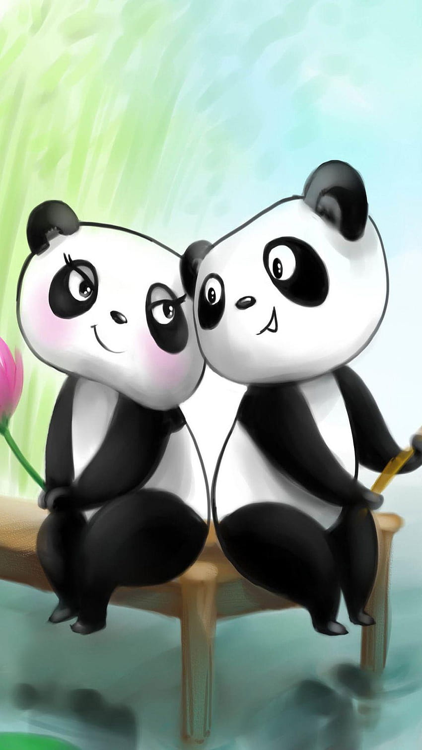 Funny Panda Couple Anime HD phone wallpaper