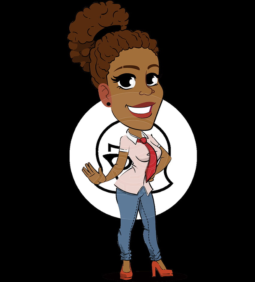 Плоско анимационно афро-американско момиче HD тапет за телефон