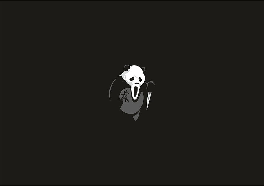 Halloween Horror Panda Ghost Holding Knife Minimalism, ghost knife HD wallpaper