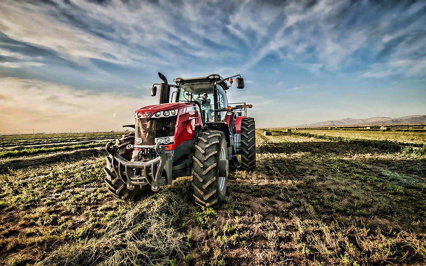 Massey Ferguson 8700 Series, plowing field, red tractor HD wallpaper