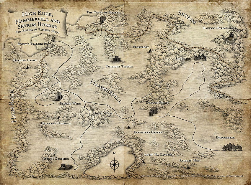 Skyrim Map, tamriel map HD wallpaper