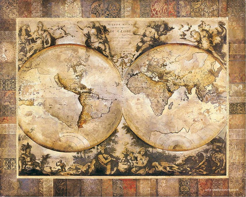Antique world map, old maps HD wallpaper