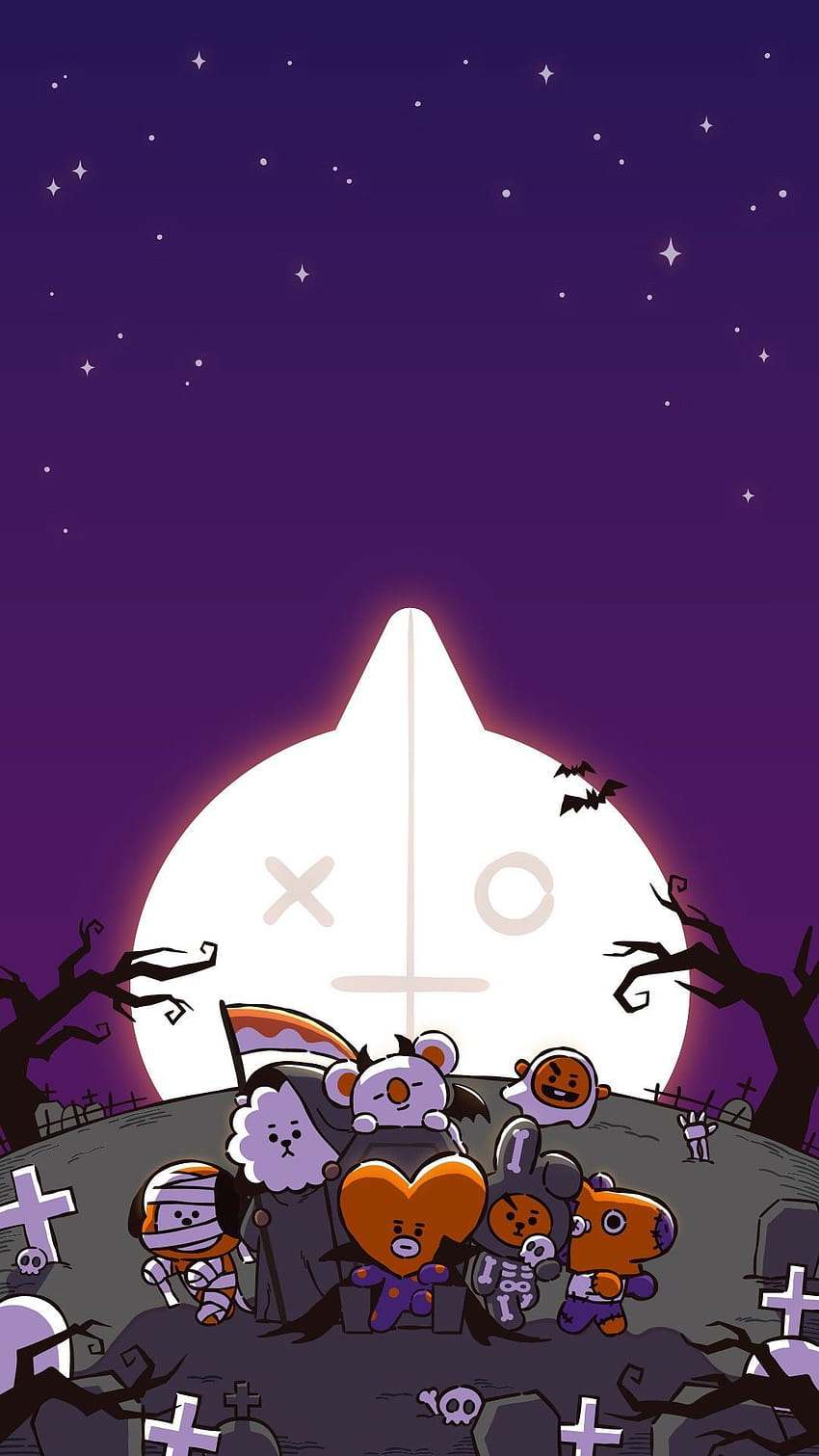 4 BTS Halloween, aesthetic cartoon halloween HD phone wallpaper