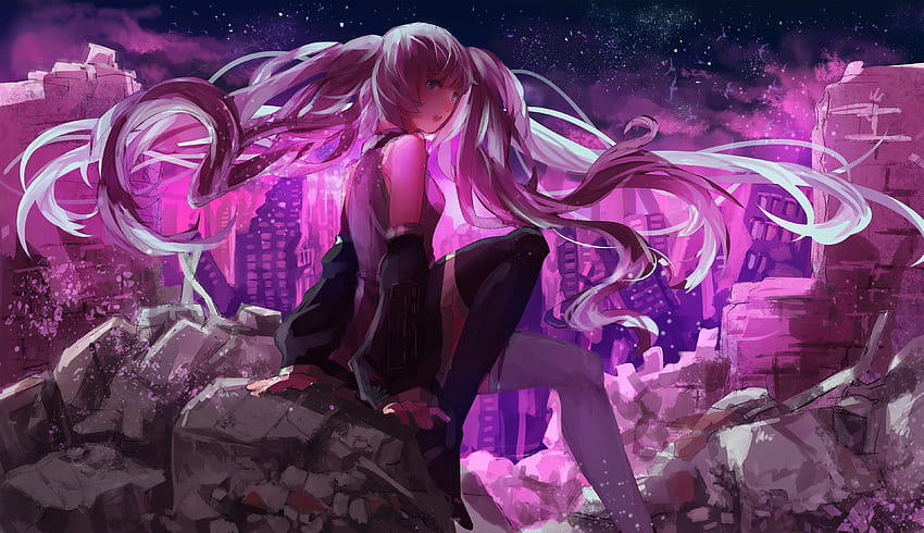 Hatsune Miku Vocaloid Anime Art , Anime, purple anime HD wallpaper