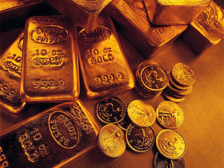 Monedas de oro brillante Oriental Trading 9714342, economía fondo de pantalla
