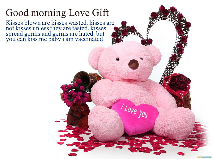 Good Morning With Pink Teddy Bear I Love you, love good morning HD wallpaper