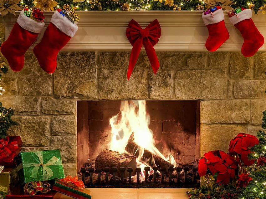 22 Christmas Fireplace Live , สกรีนเซฟเวอร์เตาผิงด้วย , ปล่องไฟคริสต์มาส วอลล์เปเปอร์ HD