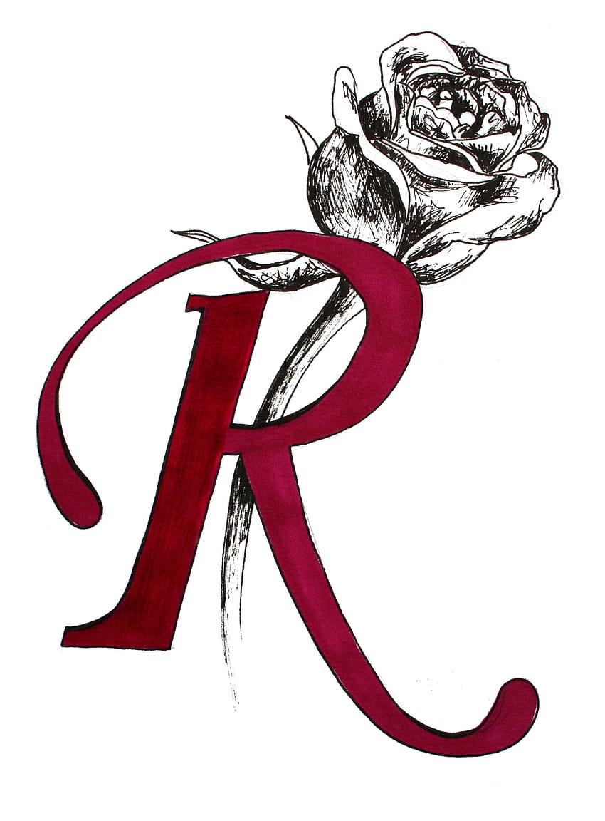 Desenhos elegantes da letra R usando caneta e tinta, carta de amor r Papel de parede de celular HD
